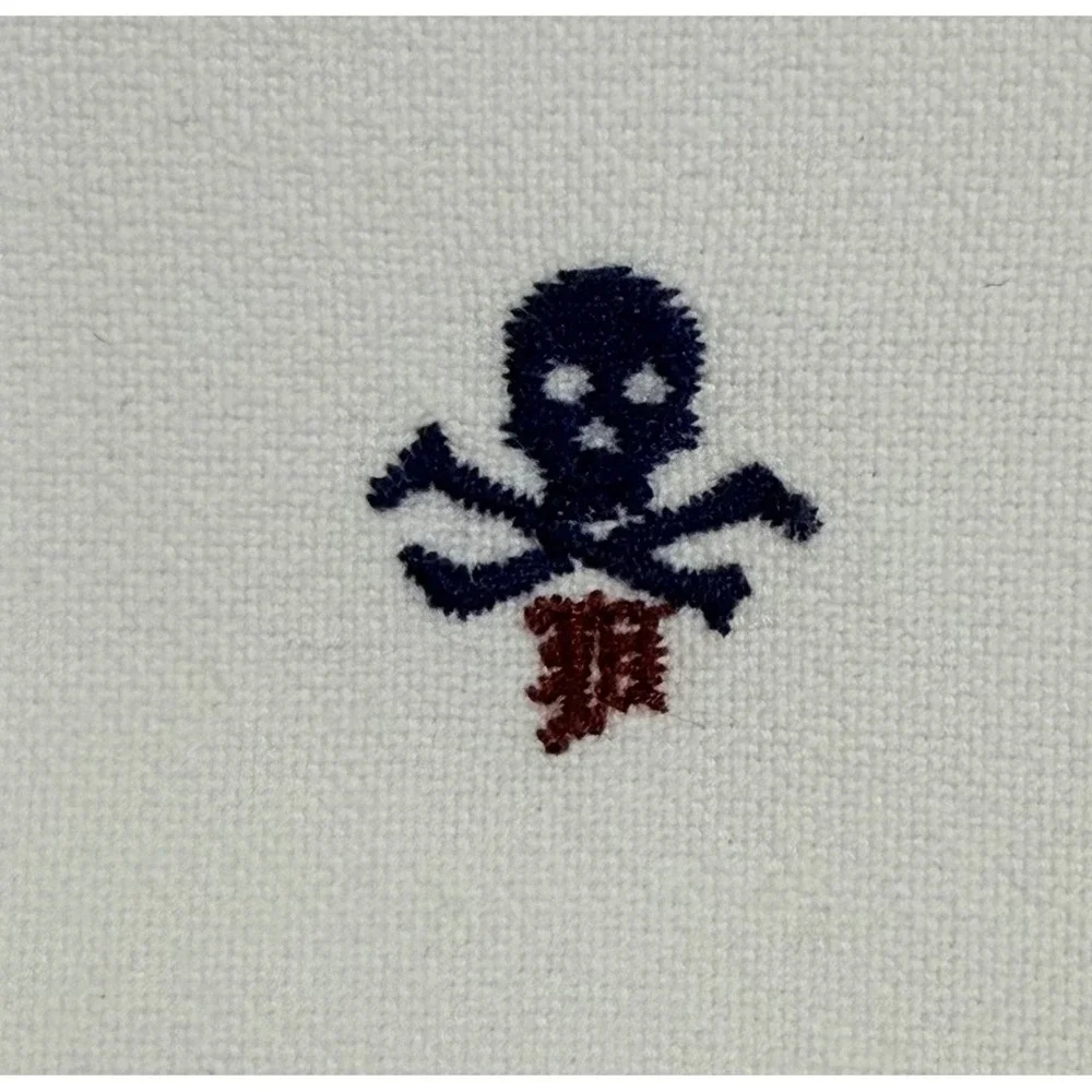 Polo Ralph Lauren Men's White Short Sleeve Skull and Bones Oxford Shirt Large